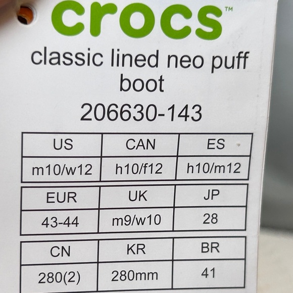 WHITE CROCS UNISEX NEO PUFF SNOW WINTER RAIN BOOTS MENS SZ 10 / WOMENS 12 - Picture 8 of 8